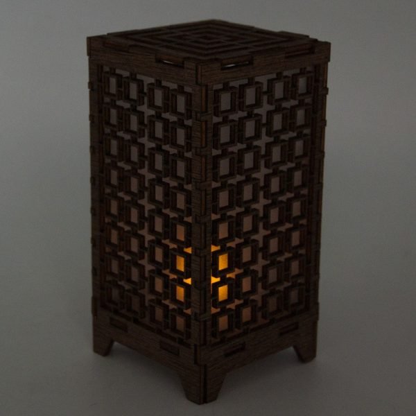 Mini Oriental Lantern - Wood - Led