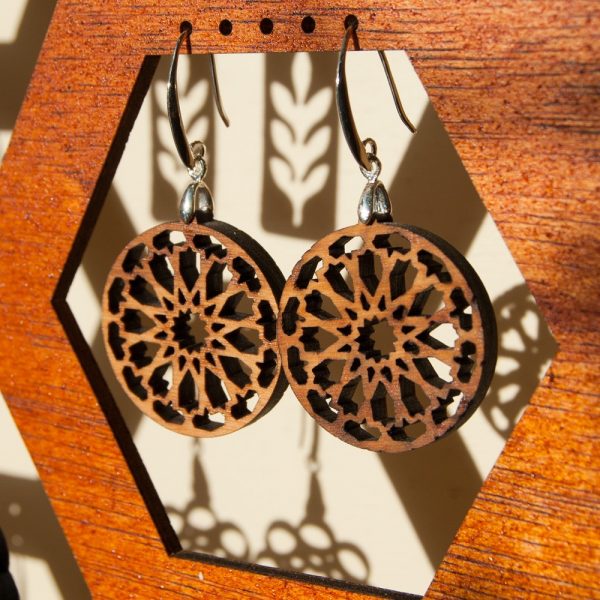 Olive Wood Earrings with Silver - Alhambra Dair Design