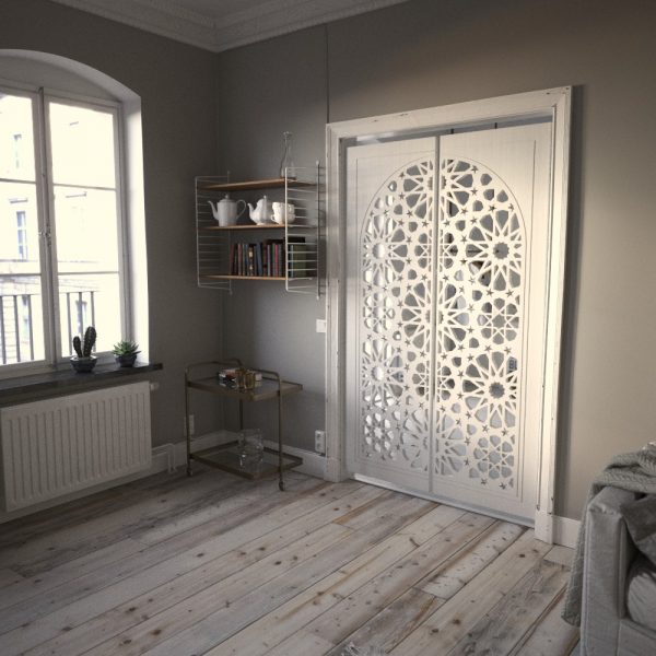 Arabic Wood Lattice Door - 200 x 120 cm - Samai Model