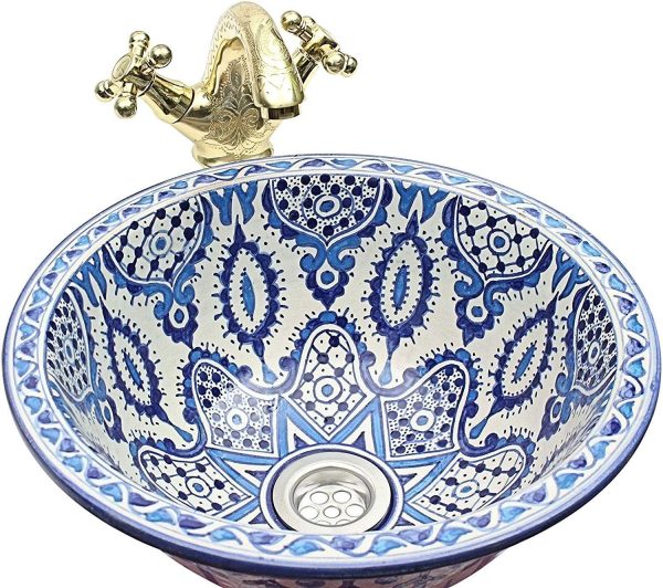 Arabic Ceramic Basin - Hand Painted - Model Fez - 35 cm