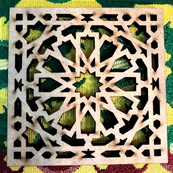 Set 6 Arabic Lattice Coasters - Wood - Alhambra Model
