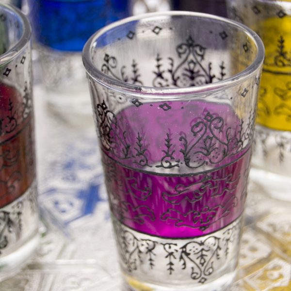 Set 6 Engraved Tea Glasses - Embossed Floral Design- Model ZAHARA