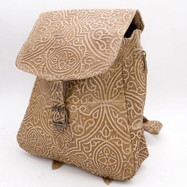 leather goods backpack embossed leather Moorish designs
