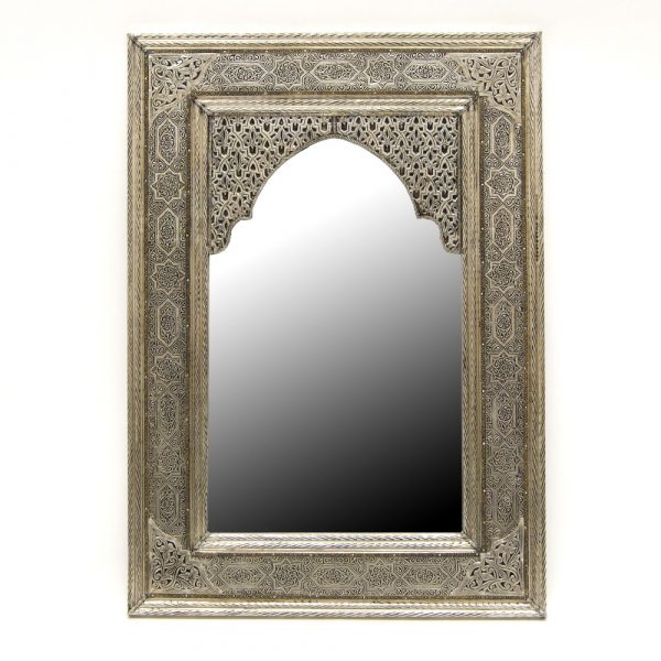 Arabic Decoration Mirror - 100 x 65 cm - Carved Alpaca - Lotus Model