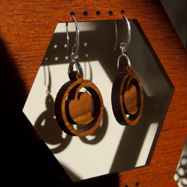 Olive Wood Earrings with Silver - Warka Design