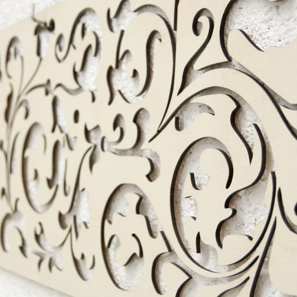 Wooden Lattice - Laser Cut - Celtic Design - Bone White - 80 x 30 cm