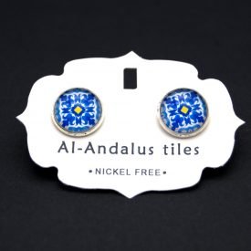 Button Earrings - Inspired by the Alhambra - Al-Andalus Tiles - Wahid Model