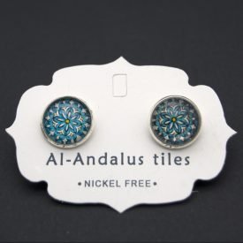 Short Button Earring - Inspired by the Alhambra - Al-Andalus Tiles - Arbaa Model