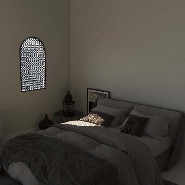 Window - Arabic Lattice - Naabila Abiad Model - White Color - 60 x 34 cm