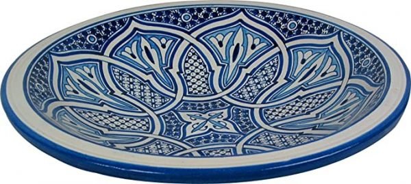 Arabic Deep Plate - Fez Ceramic - 25 cm - Hand Painted - Blue and White