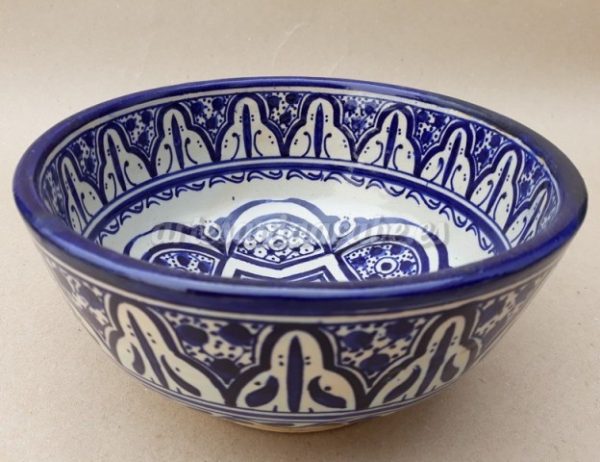 Moroccan Bowl or Bowl - Salad Bowl - Fez Ceramic - Hand Painted - Blue and White - 20 x 9 cm