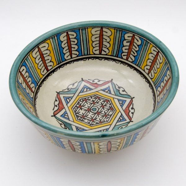 Moroccan Bowl or Bowl - Salad Bowl - Fez Ceramic - Hand Painted - Blue and White - 25 x 11 cm