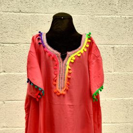 Moroccan Kandora Woman - Djellaba - One Size - Color Pink - Model kuratia