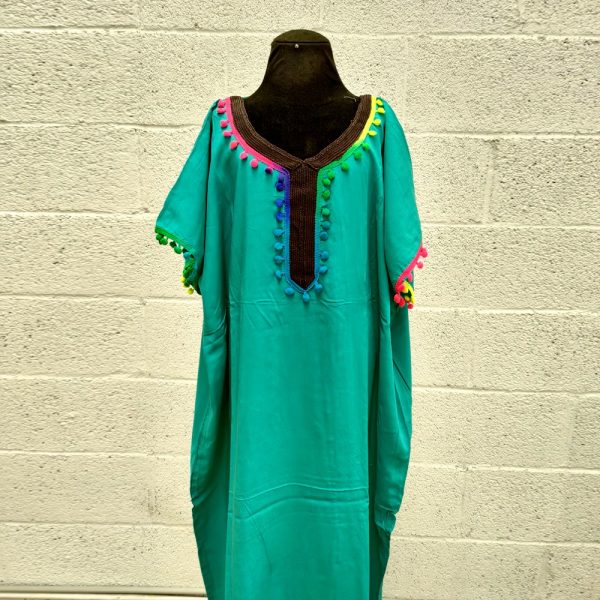 Moroccan Kandora Woman - Djellaba - One Size - Color Emerald Green- Model kuratia