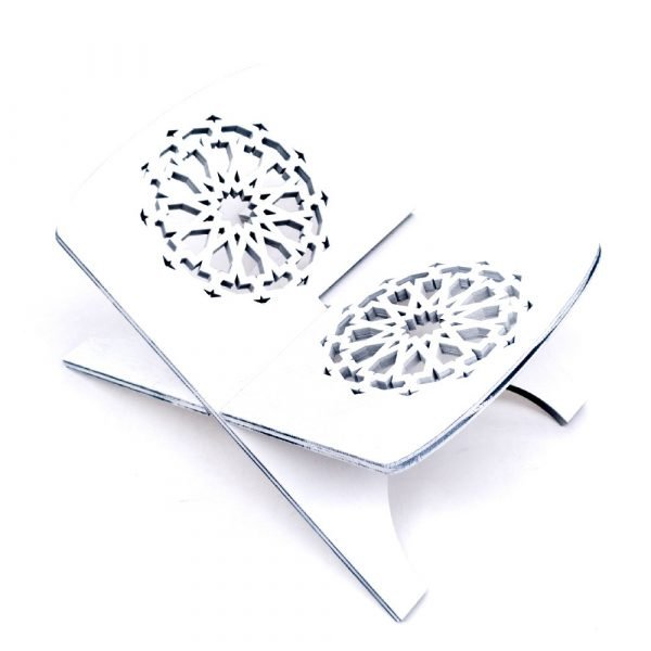 Sacred Book Holder - White Color - Quran Support - 100% Wood - Al-Baida Model