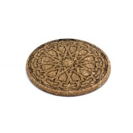 Engraved Cork Placemat with Geometric Design - Arabic Style - Alhambra Design - 18cm