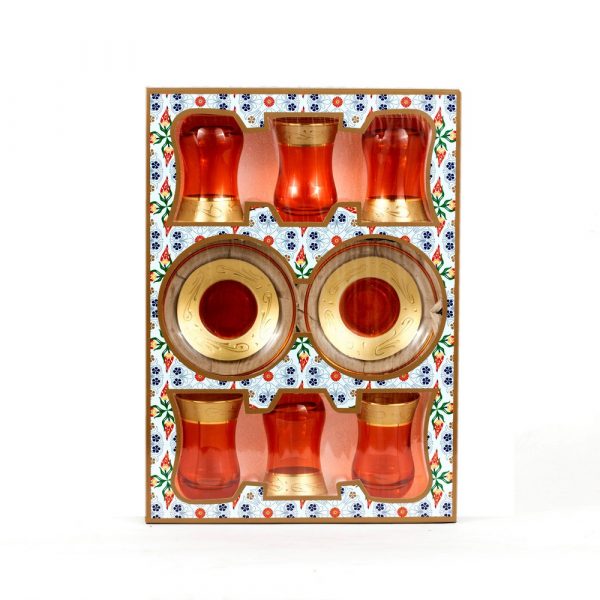 Set 6 Turkish Tea Glasses - Ahmar Model